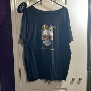 “You Are My Sunshine” shirt with a yellow bow and a skull on it with sunflowers